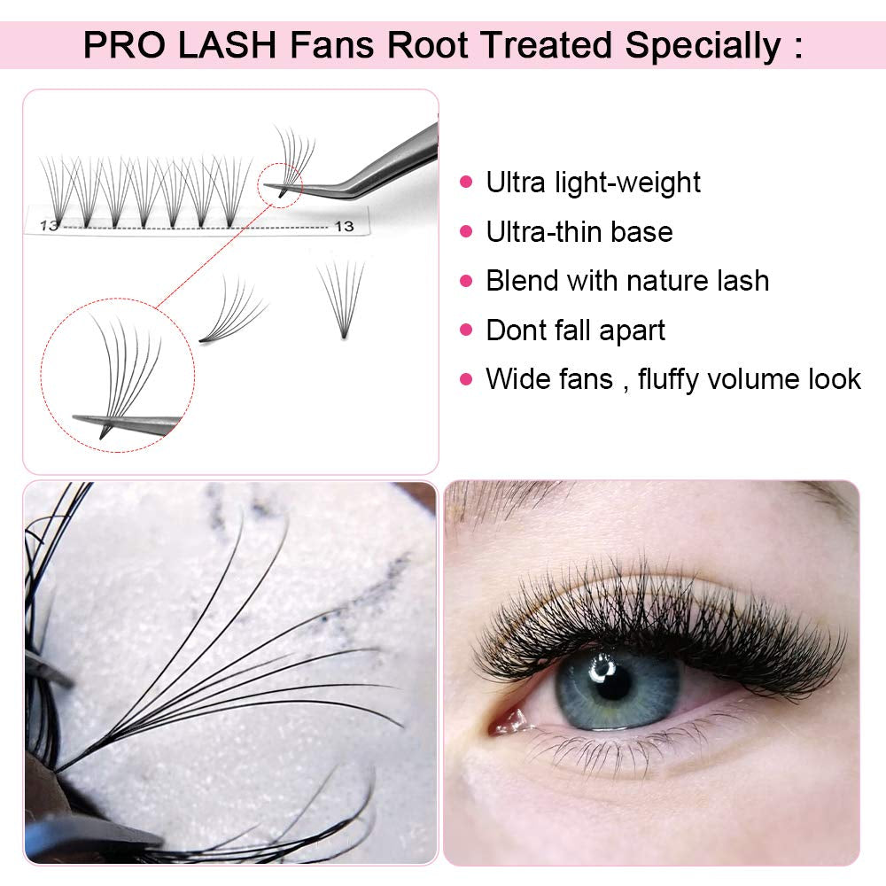  Pro Premade Volume Lash Fans✨ 6D D Curl 0.10 Thickness (12mm Short Stem) - Lash Tech Must-Have