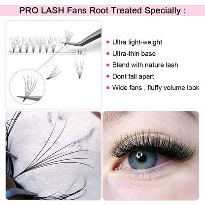  Pro Premade Volume Lash Fans✨ 6D D Curl 0.10 Thickness (12mm Short Stem) - Lash Tech Must-Have