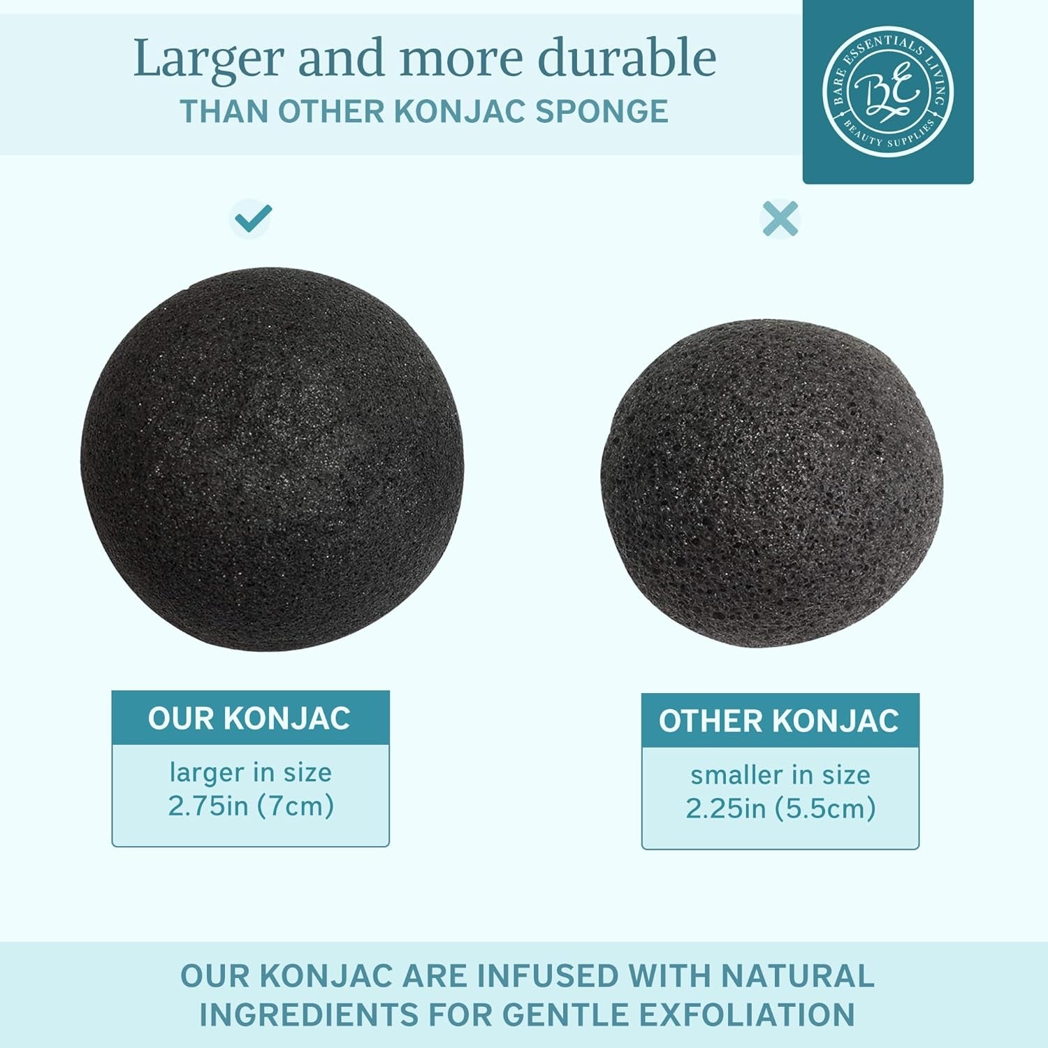 - Konjac Sponges Set (10 Pack) with Activated Bamboo Charcoal Facial Sponge, Natural Sponge, Great for Facial Sponges, Bath Sponge, Beauty Sponge, and Exfoliating Body Sponge