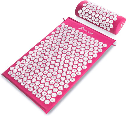 Acupressure Mat and Pillow Set for Back/Neck Pain Relief and Muscle Relaxation