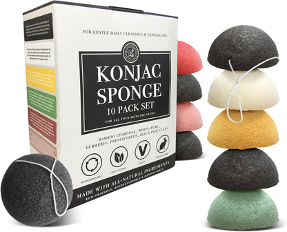 - Konjac Sponges Set (10 Pack) with Activated Bamboo Charcoal Facial Sponge, Natural Sponge, Great for Facial Sponges, Bath Sponge, Beauty Sponge, and Exfoliating Body Sponge