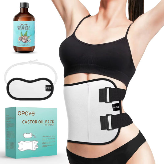 Castor Oil Pack Wrap -2 Pack Organic Cotton Flannel Castor Oil Packs,Reusable Kit for Liver Detox, Fibroids Thyroid Neck