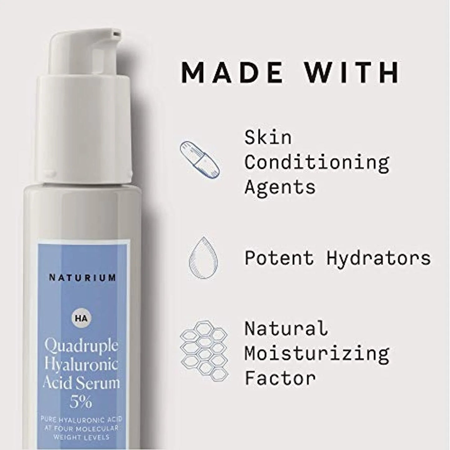 Quadruple Hyaluronic Acid Serum 5%, Hydrating & Anti-Aging Face Moistur