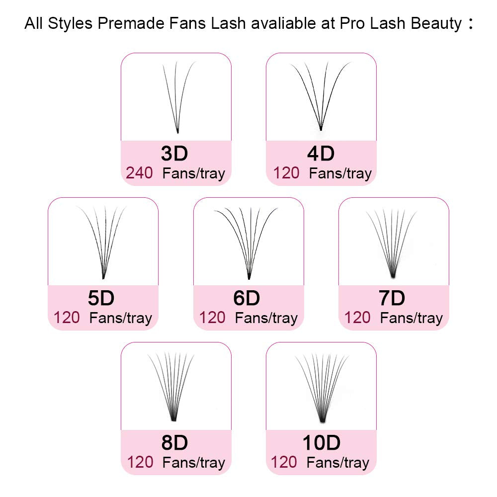  Pro Premade Volume Lash Fans✨ 6D D Curl 0.10 Thickness (12mm Short Stem) - Lash Tech Must-Have