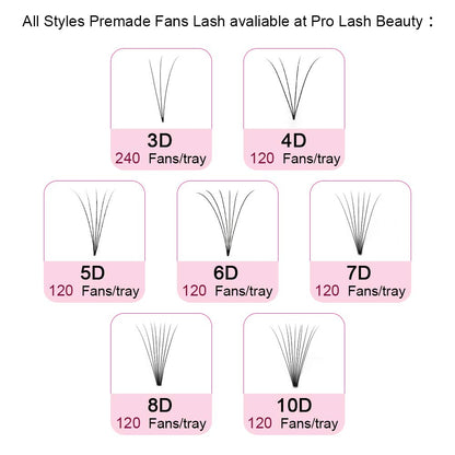  Pro Premade Volume Lash Fans✨ 6D D Curl 0.10 Thickness (12mm Short Stem) - Lash Tech Must-Have