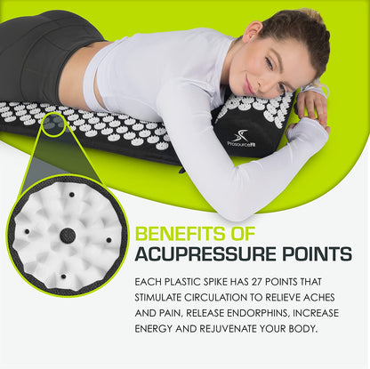 Acupressure Mat and Pillow Set for Back/Neck Pain Relief and Muscle Relaxation