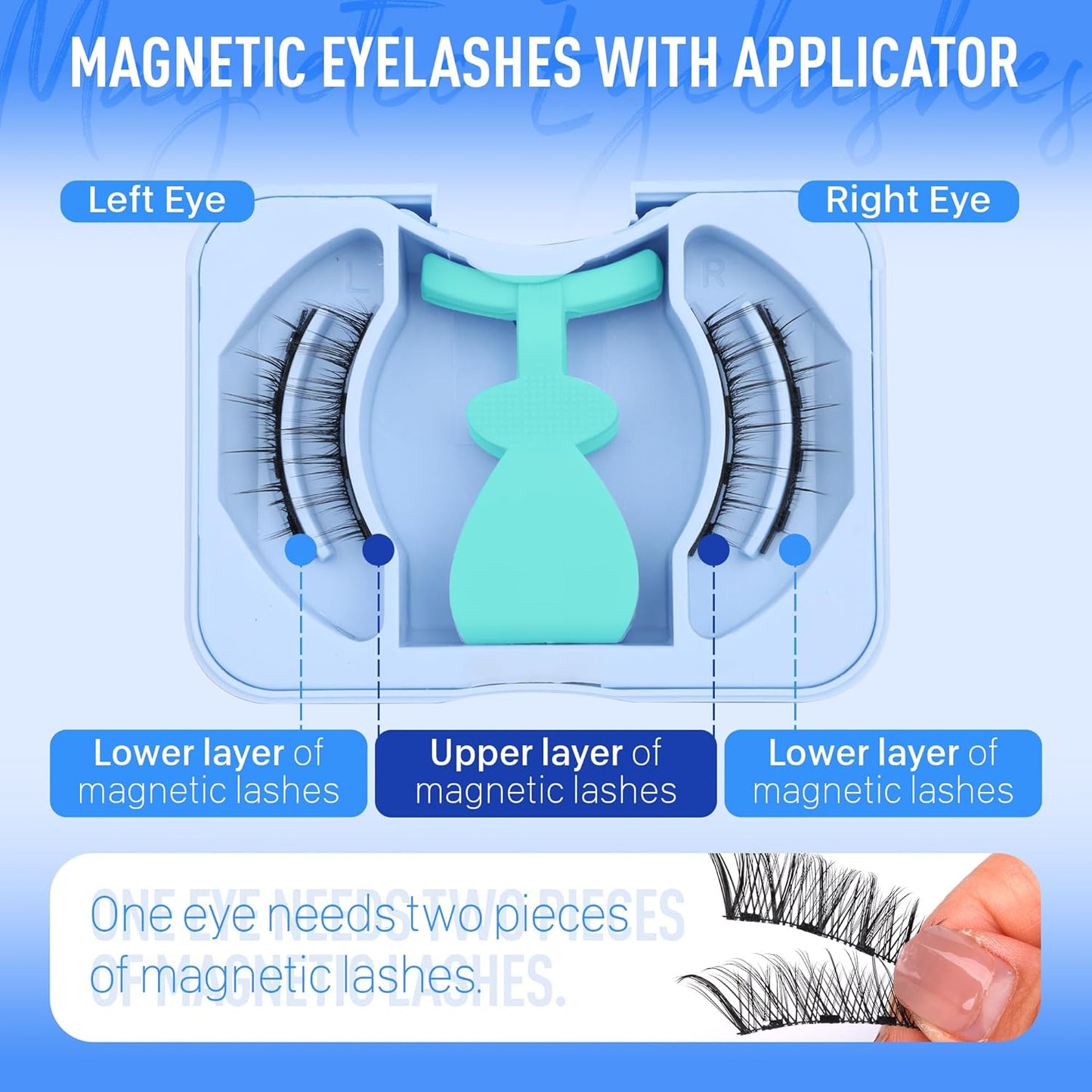 Magnetic Eyelashes with Applicator Magnetic Lashes Natural Look Reusable Manga Magnetic Eyelashes without Eyeliner Cat Eye False Eyelashes Magnetic Lashes with Clamp Kit No Glue Needed by