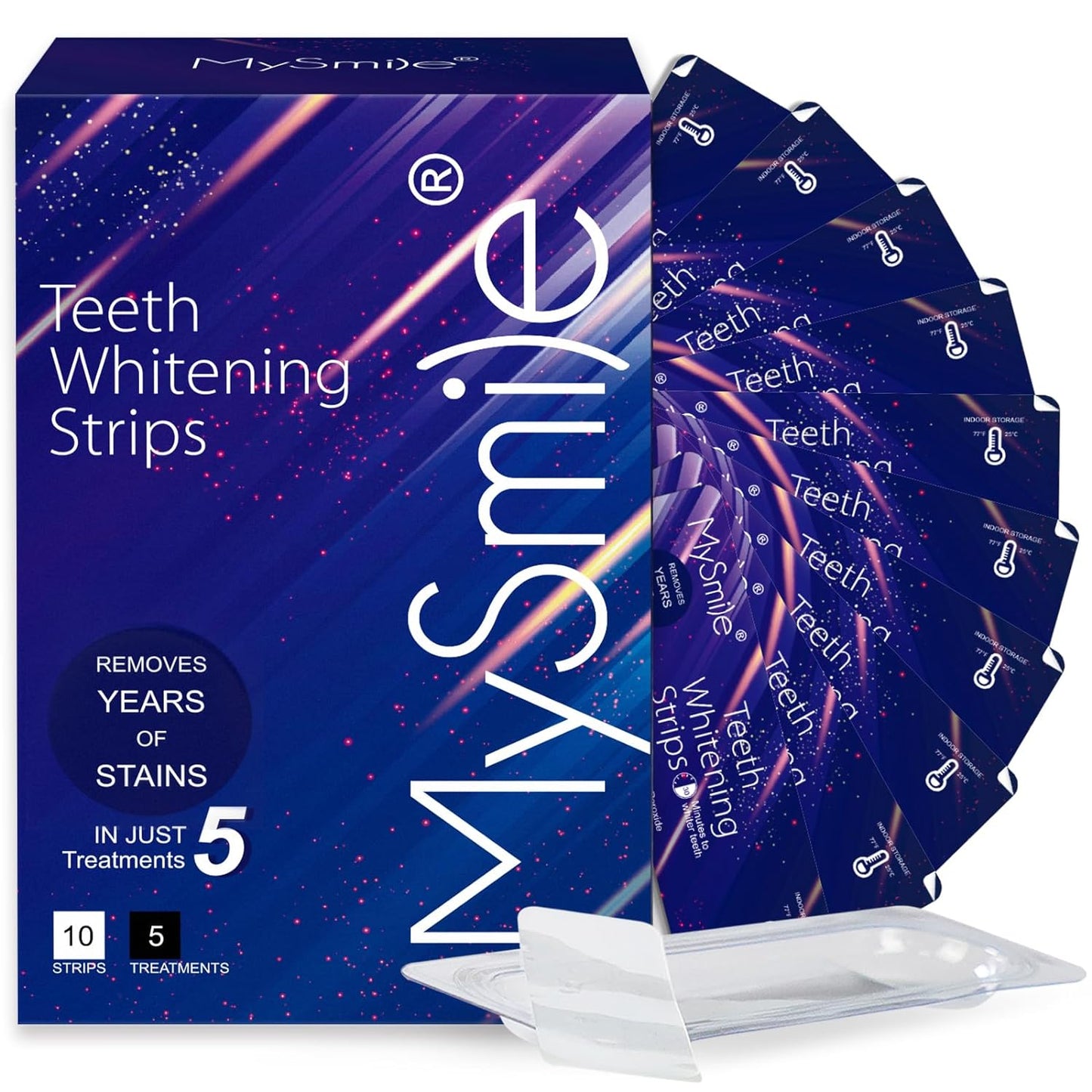 Advanced Teeth Whitening Strips - Non-Sensitive Formulated 5X plus Whitening Results, Safe for Enamel - 10 Whitening Strips Dental Stain Remover for Whiter Smile - Removes Years of Stains