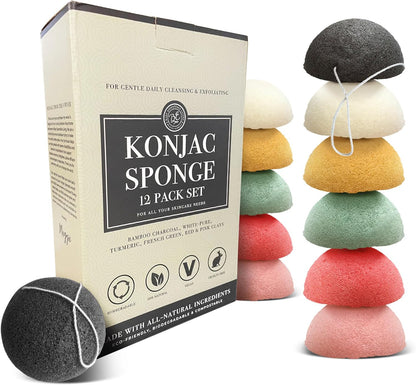 - Konjac Sponges Set (10 Pack) with Activated Bamboo Charcoal Facial Sponge, Natural Sponge, Great for Facial Sponges, Bath Sponge, Beauty Sponge, and Exfoliating Body Sponge