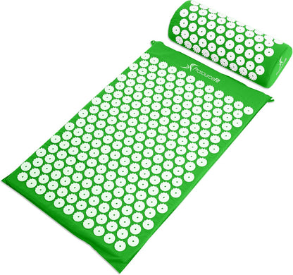 Acupressure Mat and Pillow Set for Back/Neck Pain Relief and Muscle Relaxation