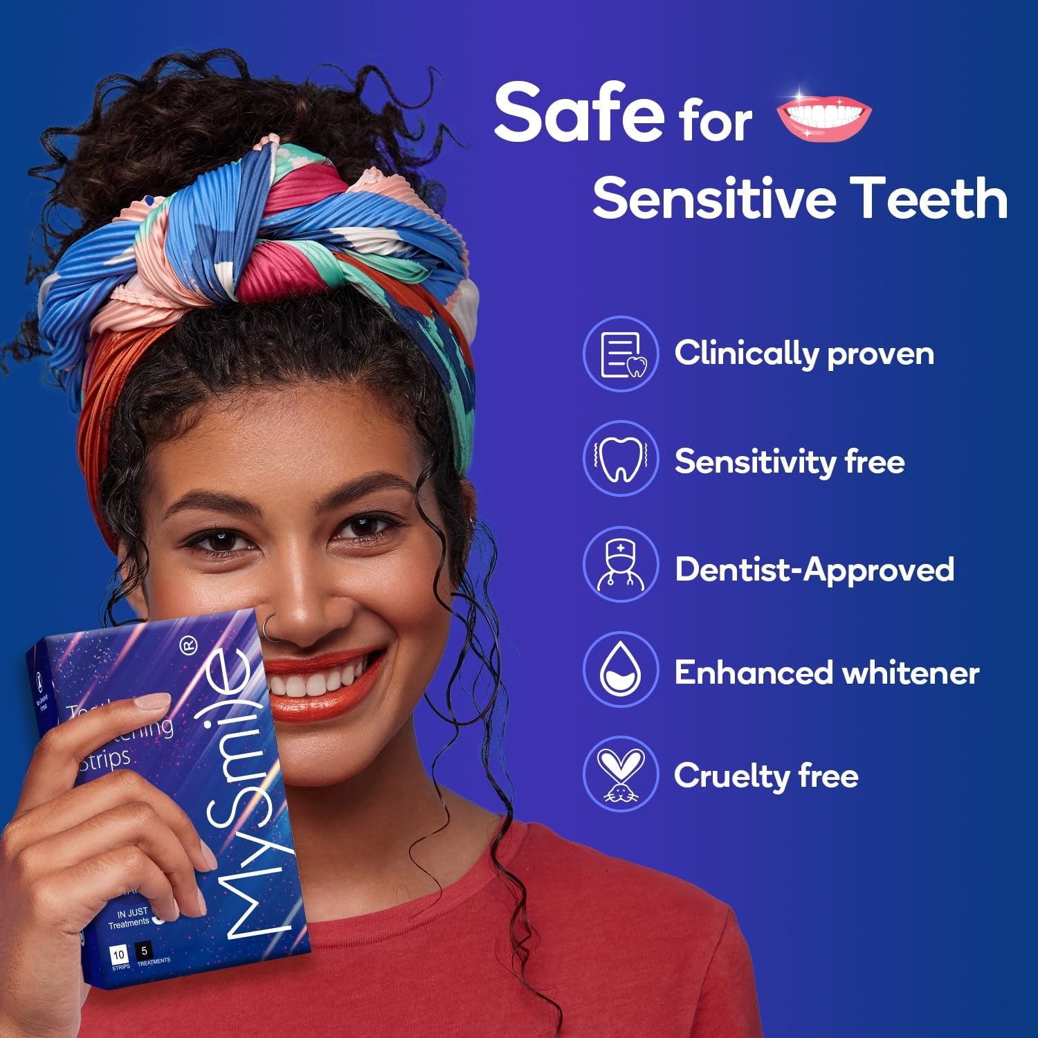 Advanced Teeth Whitening Strips - Non-Sensitive Formulated 5X plus Whitening Results, Safe for Enamel - 10 Whitening Strips Dental Stain Remover for Whiter Smile - Removes Years of Stains